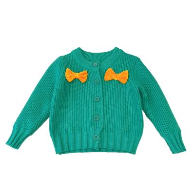 China 2021 New Style Anti-wrinkle Western Round Neck Cardigan Autumn Baby Girl Sweater With High Quality Wool for sale