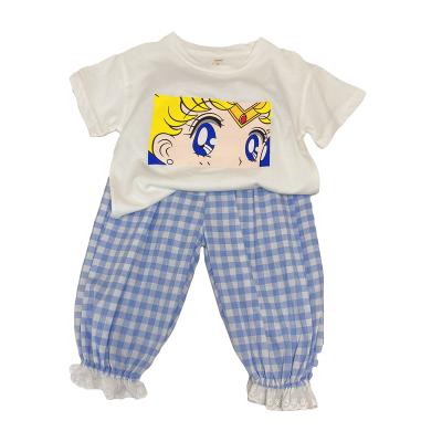 China Korean Children's Girls' Sleeve Mosquito Pants New Chinese Style Baby Suit 2021 Summer Clothes Anti Pure Cotton Short Pants for sale