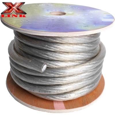 China CCA Conductor Car Audio Ground Power Wire Transparent PVC Jacket Top Flex 4 AWG Gauge for sale