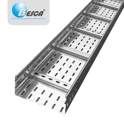 China Besca Steel Perforated Sheet Bottom Perforated Cable Tray With Rung for sale