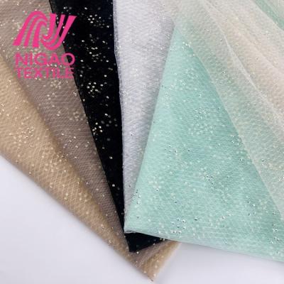 China Spring And Summer Fabrics Breathable Rhinestone Covered Crystal Tulle Fabric Voile Lace Fabric For Wedding Party Dress for sale