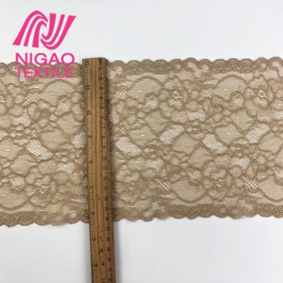 China Fancy Design Soft Handfeeling Elastic Spandex Tulle Fabric Border Lace Trim Shrink-Resistant For Sexy Underwear Lingerie for sale