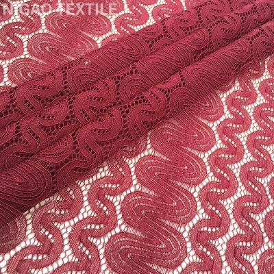 China Wholesale Elastic Pattern Elastic Breathable Nylon Spandex Wave Pattern Lace Fabric Knitting Stretch Fabric for sale