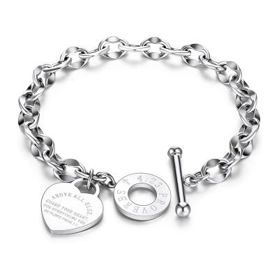 China FASHIONABLE Personality Bracelet Stainless Steel Love OT Buckle Bracelet Mother's Day Holiday O-Shaped Chain Bracelet for sale