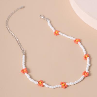 China TRENDY white rice beads flower bead simple necklace bohemian handmade holiday dinner necklace for sale