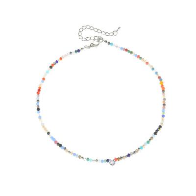 China FASHIONABLE Solid Color Colorful Rice Beads Knitted Single Layer Necklace Personalized Necklace Dinner Beach Vacation Soft Necklace for sale