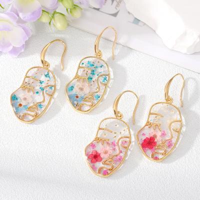 China Ace IMAGE Round Drip Glue Colored Simple Eternal Blossom Flower Earrings Women's Dry Earrings for sale