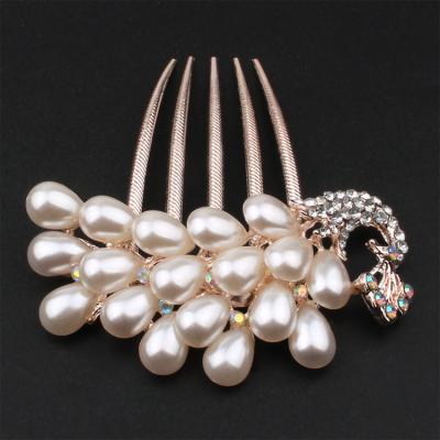 China fashionable pearl flowers comb bridal party supplies five tooth pearl comb LOYE X0697 for sale