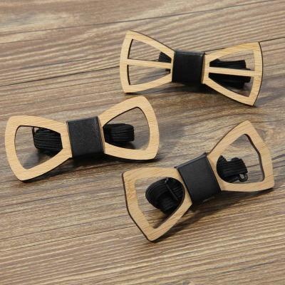 China Hot Simple Bow Tie Bamboo Wood Wood Trade Environmental Protection Bowknot Bow Tie New for sale