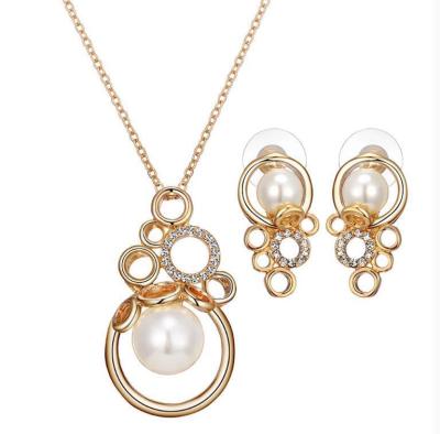 China High quality jewelry set jewelry set hot selling circle pearl earring necklace set wedding banquet accessories for sale