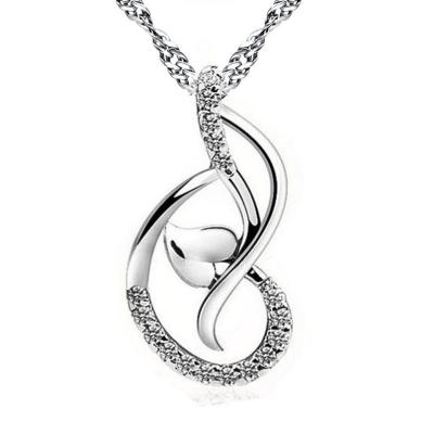 China Fashion Jewelry Necklace Copper Love Dancing Pendant Necklace For Girls Silver Heart Necklace for sale