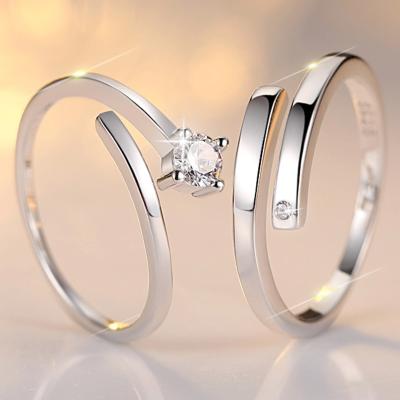 China Copper Drop Shipping Chic Fashion Rhinestone Inlay Opening Adjustable Couples Rings Charm Jewelry RING for sale