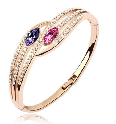 China Romantic ALLOY 18K Rose Gold Plated Austrian Crystal Bracelets & Bangles Fashion Jewelry For Women for sale