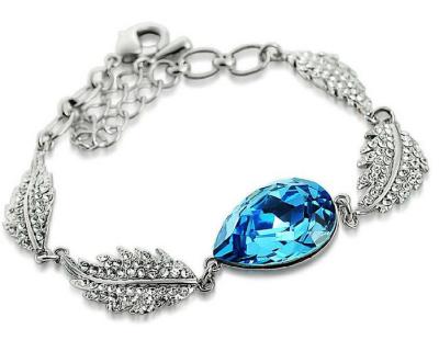 China ALLOY Drop Crystal Acacia Leaves Kit Bracelets Noble Jewelry For Women Leaves Bracelets for sale