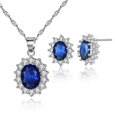 China BOHEMIA Kate Princess Wedding Jewelery Set Oval Zircon Necklace Earrings Jewelry Sets for sale