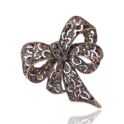 China ALLOY retro brooch personality large color bow brooch corsage accessories lady crystal brooch for sale