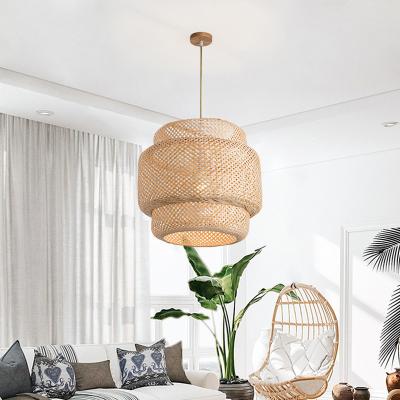 China Southeast Asia Indoor Decorative Handwoven Pendant Lamp Light Hanging Natural Chandeliers for Farmhouse Kitchen for sale