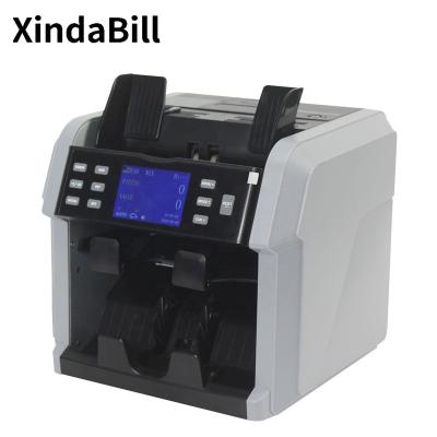 China Supermarket bank etc. Office. Two Pocket CIS Bill Counting Machine Cash Money Currency Mix Value Counter and Sorter XD-2400 for sale