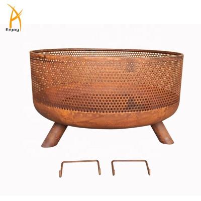 China Stocked rusty outdoor steel wooden mine fire burning pit for sale