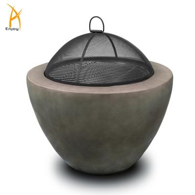 China Concrete Fire Stocked Pit Bowl Gray Customized Color with Stainless Steel BBQ Grill for sale