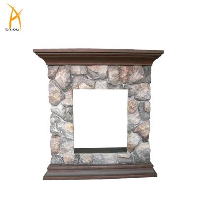 China Electric Classic Faux Stone Fireplace Indoor Heating Mantel for sale