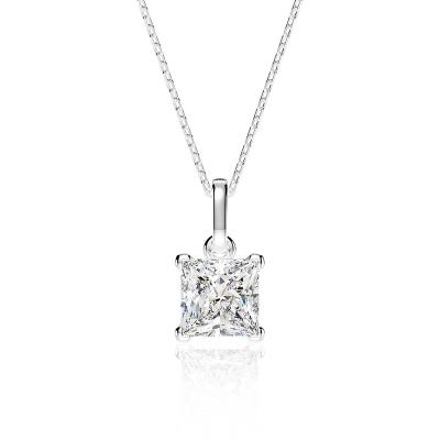 China 2022 Newest Vintage Grade 5A Single Zircon Pendant Necklace 925 Sterling Silver Diamond Necklace for sale