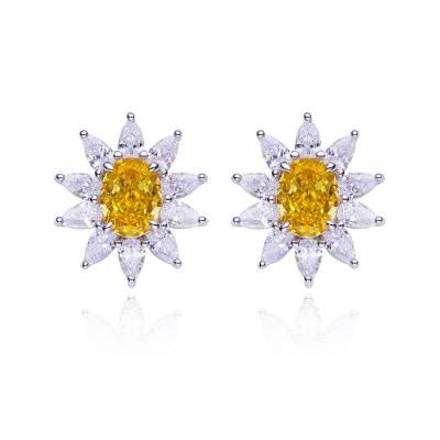 China Classic Vintage CZ Diamond 925 Sterling Silver Zircon 18K White Gold Plated Zircon Stud Earring for sale