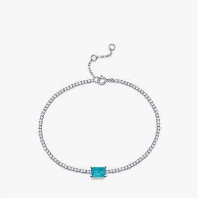 China Vintage Fashion Charm Paraiba 925 6mm*8mm Silver Zirconia Tennis Bracelet for sale