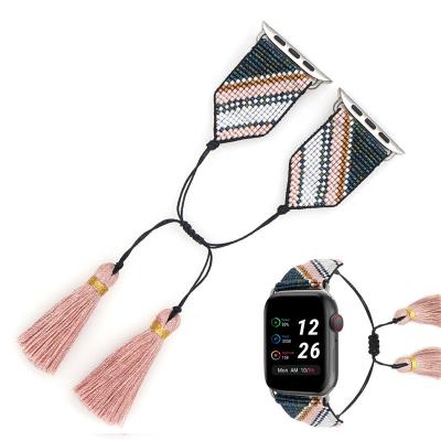 China Fashion Band\Dress 2022 Luxury Popular For Smartwatch Miyuki Beaded Bracelets Watchband Apple 42-44mm BOHO Handmade Apple Watchband for sale