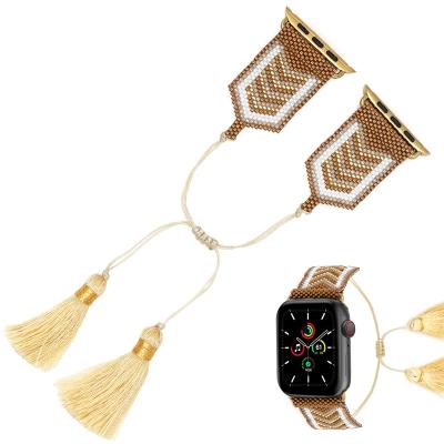 China 2022 Miyuki seed boho accessories popular fashion jewelry luxury popular bracelet beaded apple smart watch band for sale