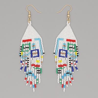 China Multicolor Vintage Vintage Dangle Drop Earrings Fashion Jewelry Miyuki Seed Beaded Fringe Bohemian Tassel Long Earrings for sale