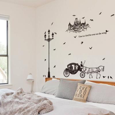 China Repurposed And Easy To Use Street Lamp Cart Silhouette Wall Sticker Used In Porch Sofa Bedroom TV Background Wall Decorative Stickers for sale