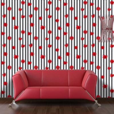 China Recycled And Easy To Use Red Vinyl Design Flower Removable Waterproof PVC Wallpaper For Living Room Bedroom Dorm Decor Wallpaper for sale