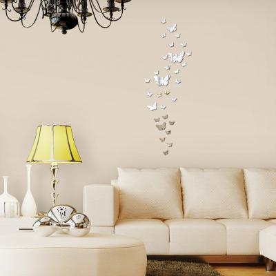 China Mirrorl Sticker 3D Butterfly Mirror Wall Sticker Bedroom Porch Home, DIY Home Decoration for sale