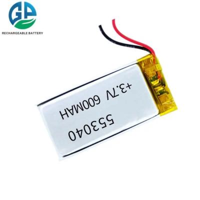 中国 553040 Rechargeable Li Ion Polymer Battery 3.7v 600 Mah 販売のため