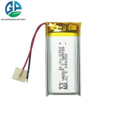 China KC IEC62133 Goedkeuring 3,7 volt oplaadbare batterij 802040 3,7v 650mah met Pcb Li-polymer batterij Te koop