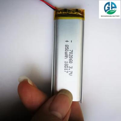 China High Capacity 3.7V 850mAh Lithium Ion Polymer Battery 500times Lithium Ion Polymer Battery 702060 3.7v 850mah for sale