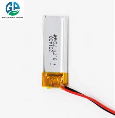 China For Smart Watch Battery 3.7V 70mah 301430 Polymer Rechargeable Battery Lithuim Battery High Discharge Rate Battery for sale