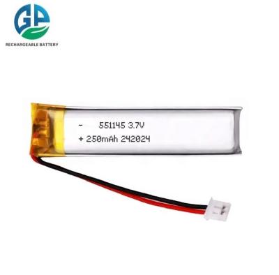 China 3.7V Li-Polymerzelle 250mAh Polymer-Lithiumbatterie mit KC 3.7v 551145 250mah Lithium-Ionen-Polymerbatterien zu verkaufen