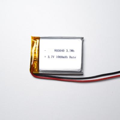 China IEC62133 UL Approved 803040 Li Polymer Battery 3.7v 1000mAh for sale