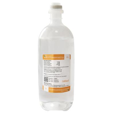 China Sodium Lactate Ringer Injection Plastic bottle Nutrition Infusion 500ML for sale