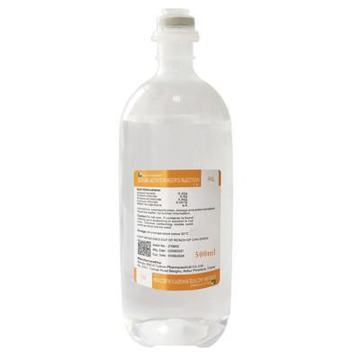 China Sodium Lactate Ringer Injection Plastic Bottle Nutrition Infusion 500ML for sale