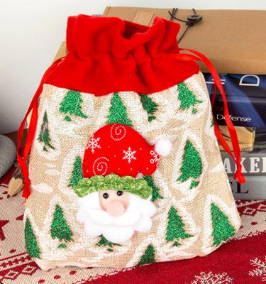 China 100% Eco-Friendly 2021 Fashion Beautiful Design Christmas Popular Gift Sublimation Cotton Drawstring Canvas Christmas Bag for sale