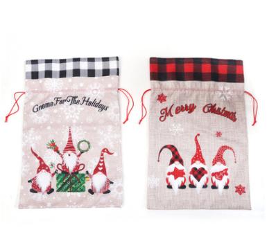 China 100% Eco-friendly 2021 Fashion Cute Designs Santa Return Gift Popular Sublimation Cotton Drawstring Canvas Christmas Bag for sale