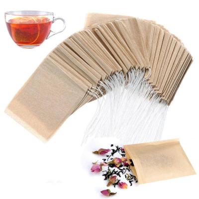 China 6x8cm Disposable Nature Tissue Wood Pulp Filter Paper Organic Tea Bags With String for sale