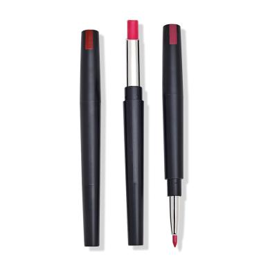 China Wholesale Customized Waterproof Lipstick Waterproof Colorful Mist Matte Double Head No Logo 2 In 1 Lip Liner Pen And Lipstick Set for sale