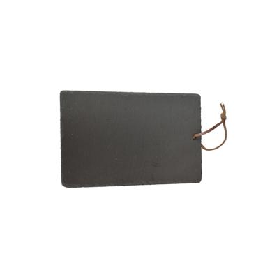 China Sustainable Natural Stone Slate Rectangular Kitchenware Cheese Serving Board With Cocking Rope for sale