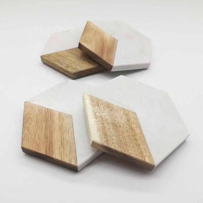 China Viable factory wholesale marble coaster high quality round square marble and wood coaster coaster for sale