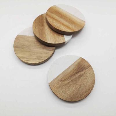 China Factory viable square marble coaster good quality marble and wood steak coaster for sale