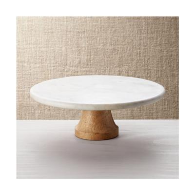 China Wholesale White Marble Tray With Wood Viable Decorative Kitchen Snack Serving Base for sale